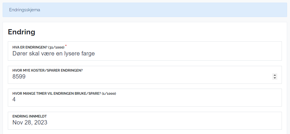 Separate form for deviations