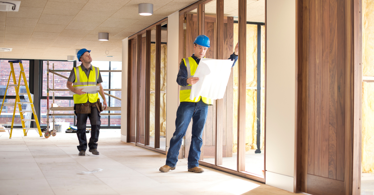 Construction workers on a fit-out job